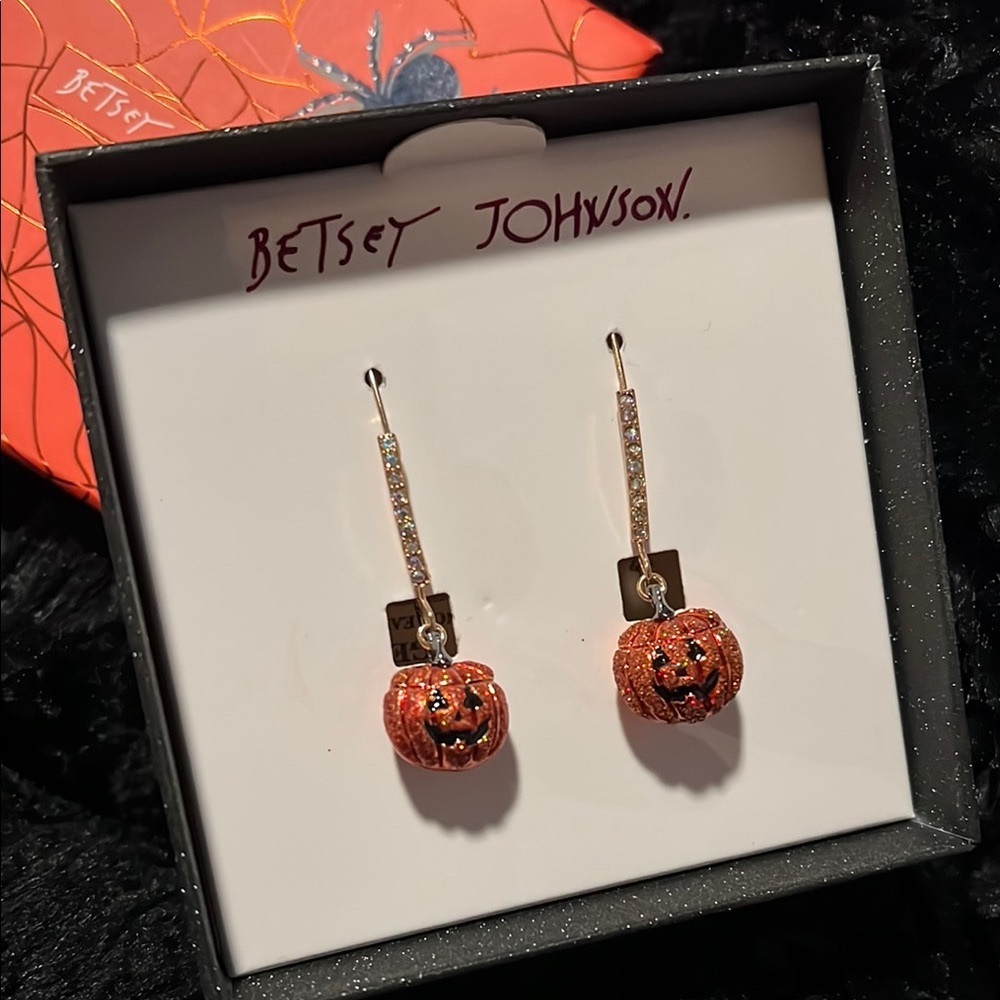 Betsey Johnson Sparkling Pumpkin Earrings